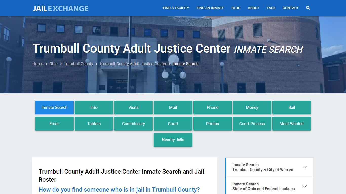 Trumbull County Adult Justice Center Inmate Search - Jail Exchange
